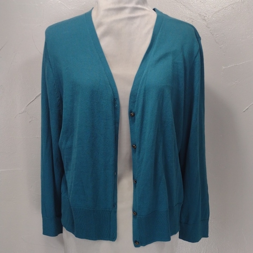 Chaps Turquise Thin Button-up V-neck Cardigan Sweater Women's XL